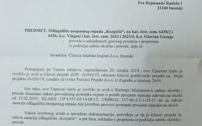 Suglasnost Upravnog odjela za komunalne poslove, komunalnu infrastrukturu i zaštitu okoliša Splitsko dalmatinske županije